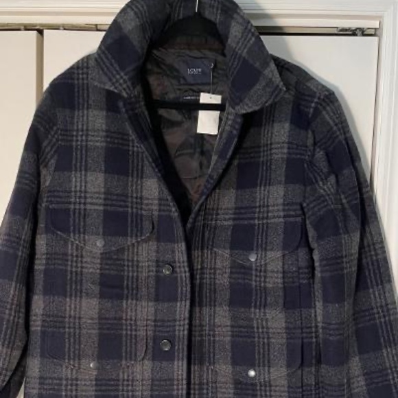 J.Crew Brand New (NWT) Men's Wool Winter Jkt Gray/Navy Blu Plaid Various…
